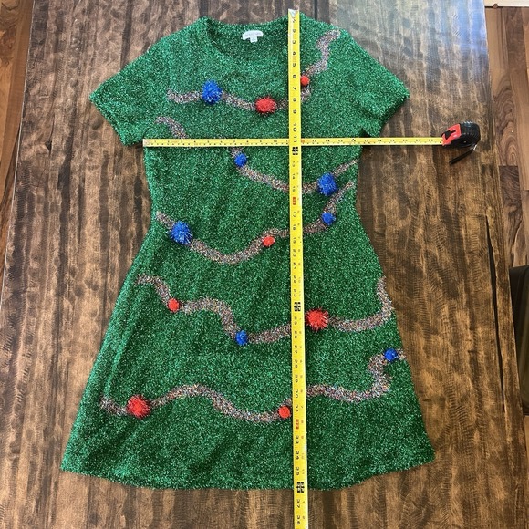 Love & Let Love Dress Women M Ugly Christmas Tinsel Fit Flare Light Up Xmas Tree - Picture 13 of 15